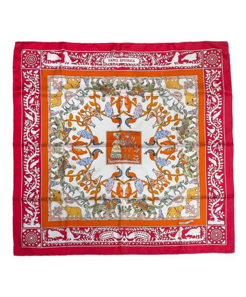 HERMES（エルメス）HERMES (エルメス) カレ90《EARLY AMERICA （古き良きアメリカ）》 レッド×ホワイト サイズ:90の古着・服飾アイテム