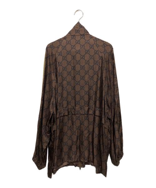 GUCCI（グッチ）GUCCI (グッチ) GGスプリーム ロゴ ジップアップジャケット ブラウン サイズ:Mの古着・服飾アイテム