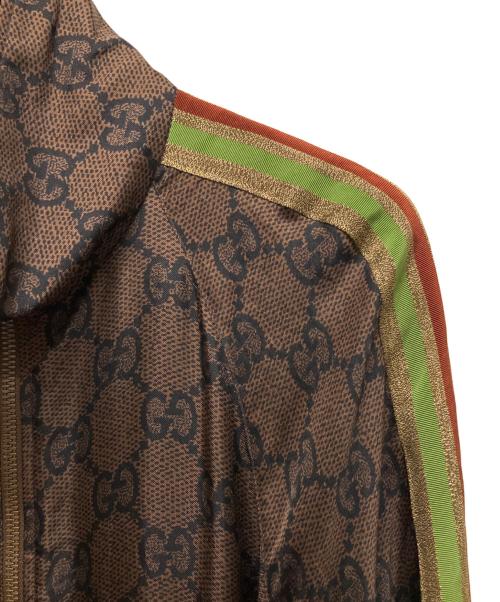 GUCCI（グッチ）GUCCI (グッチ) GGスプリーム ロゴ ジップアップジャケット ブラウン サイズ:Mの古着・服飾アイテム