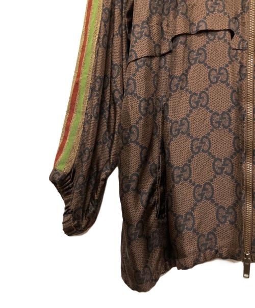 GUCCI（グッチ）GUCCI (グッチ) GGスプリーム ロゴ ジップアップジャケット ブラウン サイズ:Mの古着・服飾アイテム