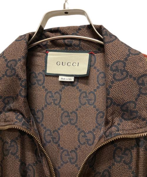 GUCCI（グッチ）GUCCI (グッチ) GGスプリーム ロゴ ジップアップジャケット ブラウン サイズ:Mの古着・服飾アイテム