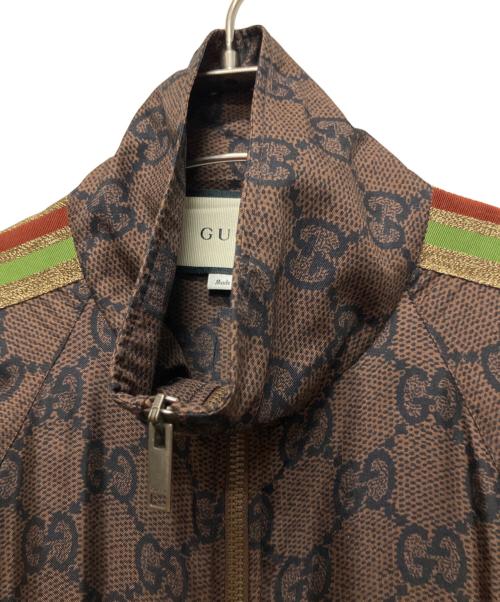GUCCI（グッチ）GUCCI (グッチ) GGスプリーム ロゴ ジップアップジャケット ブラウン サイズ:Mの古着・服飾アイテム