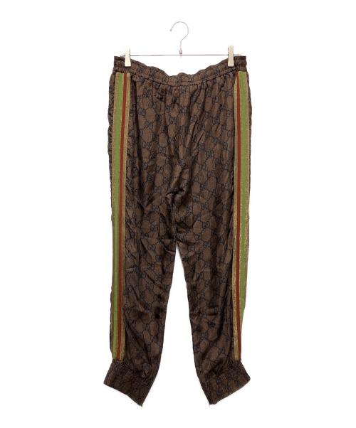 GUCCI（グッチ）GUCCI (グッチ) GGスプリーム ロゴパンツ ブラウン サイズ:Lの古着・服飾アイテム