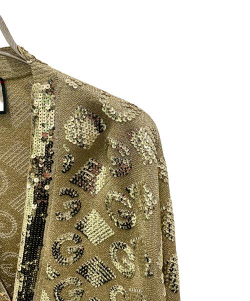 GUCCI（グッチ）GUCCI (グッチ) Gロゴ スパンコールカーディガン ゴールド サイズ:Lの古着・服飾アイテム