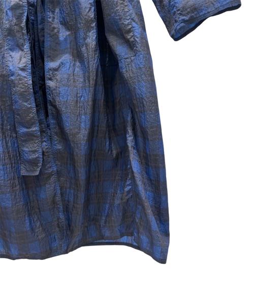 MACPHEE（マカフィー）MACPHEE (マカフィー) チェック柄ナイロンコート ブルー サイズ:36の古着・服飾アイテム