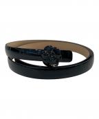 CHANELシャネル）の古着「カメリア ココマーク エナメルベルト」｜ブラック