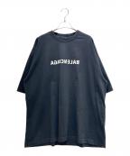 BALENCIAGAバレンシアガ）の古着「ミラープリントロゴTシャツ/612966TNVR21070」｜ブラック