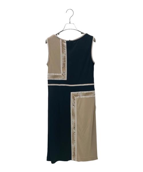LEONARD（レオナール）LEONARD (レオナール) ノースリーブワンピース ブラック×ベージュ サイズ:38の古着・服飾アイテム