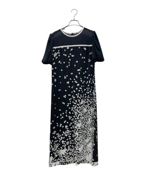 LEONARD PARIS（レオナール パリ）LEONARD PARIS (レオナール パリ) フラワープリント半袖ワンピース ブラック サイズ:3の古着・服飾アイテム