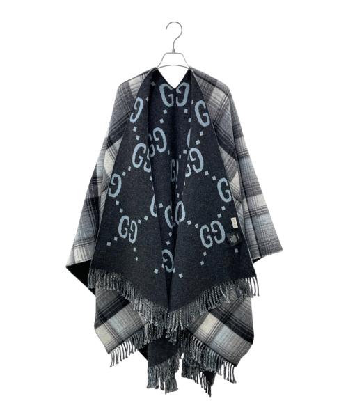 GUCCI（グッチ）GUCCI (グッチ) リバーシブルポンチョケープ グレー×ブルー サイズ:FREEの古着・服飾アイテム