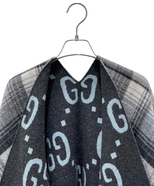 GUCCI（グッチ）GUCCI (グッチ) リバーシブルポンチョケープ グレー×ブルー サイズ:FREEの古着・服飾アイテム