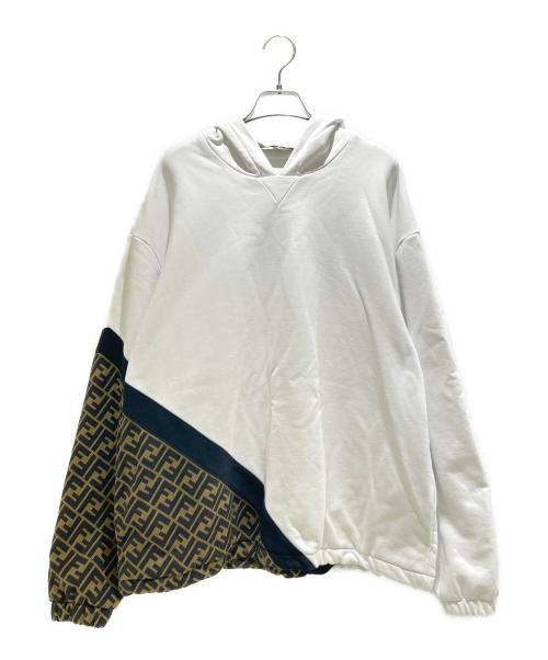 FENDI（フェンディ）FENDI (フェンディ) ズッカ切り替え フーディ パーカー/FAF681 ホワイト サイズ:Mの古着・服飾アイテム