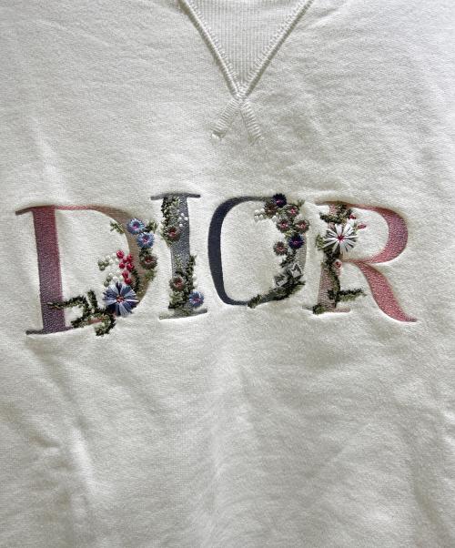 Dior（ディオール）Dior (ディオール) Floral Embroidered Crewneck Sweatshirt フラワー刺繍クルーネックスウェット 113J687A0531 ホワイト サイズ:Mの古着・服飾アイテム