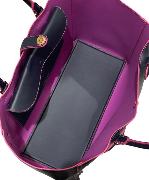 LOEWE（ロエベ）LOEWE (ロエベ) レオ アナグラム トートバッグ ネイビー×ピンクの古着・服飾アイテム