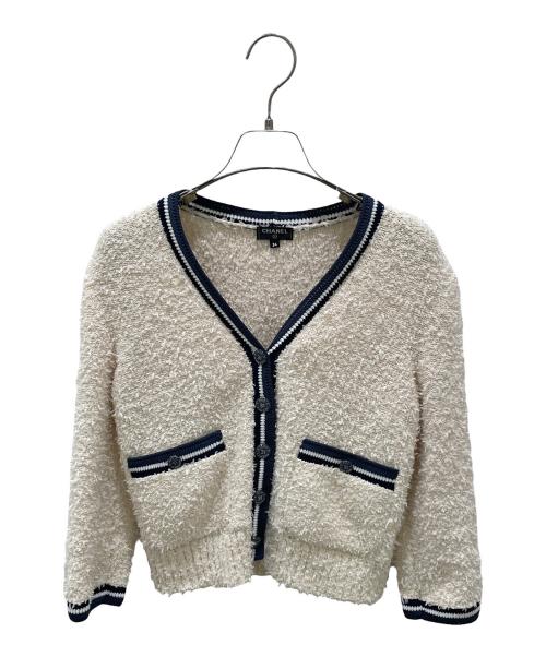 CHANEL（シャネル）CHANEL (シャネル) P60 ラメニットカーディガン アイボリー×ネイビー サイズ:34の古着・服飾アイテム
