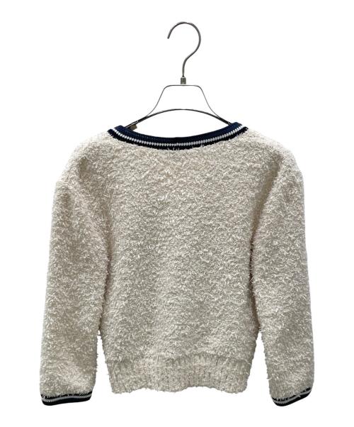 CHANEL（シャネル）CHANEL (シャネル) P60 ラメニットカーディガン アイボリー×ネイビー サイズ:34の古着・服飾アイテム