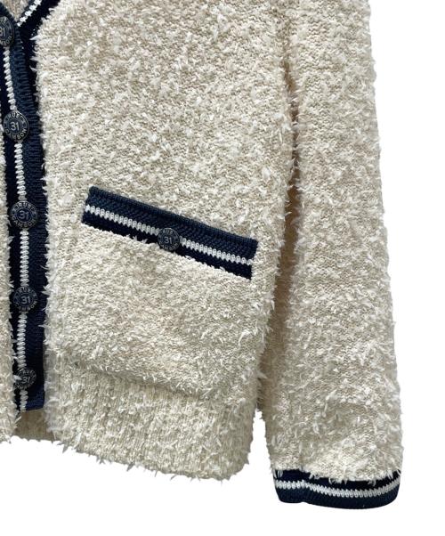 CHANEL（シャネル）CHANEL (シャネル) P60 ラメニットカーディガン アイボリー×ネイビー サイズ:34の古着・服飾アイテム