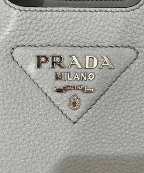 PRADA（プラダ）PRADA (プラダ) ヴィッテロダイノ ミニ レザー ハンドバッグ ライトグレーの古着・服飾アイテム