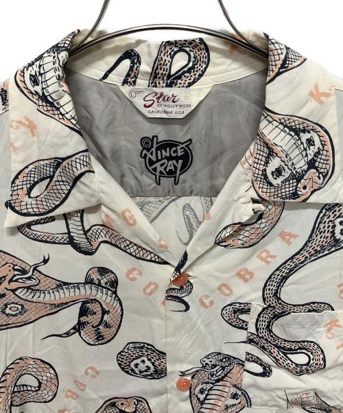 Star OF HOLLYWOOD（スターオブハリウッド）Star OF HOLLYWOOD (スターオブハリウッド) HIGH DENSITY RAYON OPEN SHIRT ホワイト サイズ:Lの古着・服飾アイテム