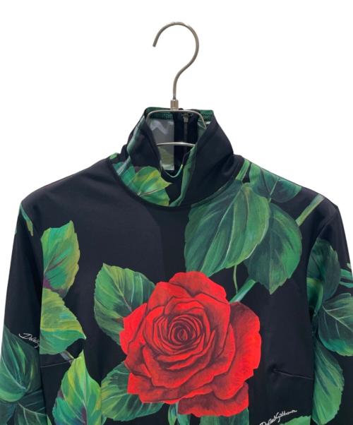 DOLCE & GABBANA（ドルチェ＆ガッバーナ）DOLCE & GABBANA (ドルチェ＆ガッバーナ) 花柄ハイネックワンピース ブラック サイズ:40の古着・服飾アイテム
