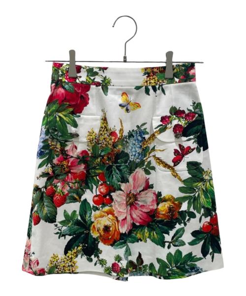 DOLCE & GABBANA（ドルチェ＆ガッバーナ）DOLCE & GABBANA (ドルチェ＆ガッバーナ) 花柄スカート ホワイト サイズ:36の古着・服飾アイテム