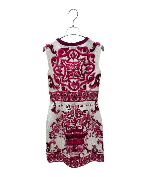 DOLCE & GABBANA（ドルチェ＆ガッバーナ）DOLCE & GABBANA (ドルチェ＆ガッバーナ) ノースリーブワンピース ホワイト×ピンク サイズ:36の古着・服飾アイテム