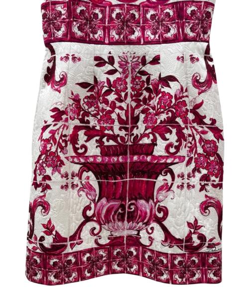 DOLCE & GABBANA（ドルチェ＆ガッバーナ）DOLCE & GABBANA (ドルチェ＆ガッバーナ) ノースリーブワンピース ホワイト×ピンク サイズ:36の古着・服飾アイテム