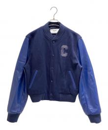 CELINE（セリーヌ）の古着「Teddy Jacket / Textured Wool/テディジャケット / テクスチャード加工ウール/RV18F896C 07RB」｜ネイビー×ブルー