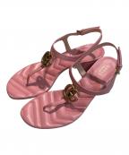 GUCCIグッチ）の古着「GGマーモントレザーサンダル」｜ピンク