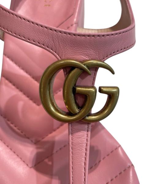 GUCCI（グッチ）GUCCI (グッチ) GGマーモントレザーサンダル ピンク サイズ:37の古着・服飾アイテム