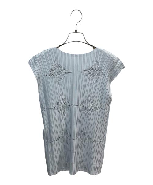 PLEATS PLEASE（プリーツプリーズ）PLEATS PLEASE (プリーツプリーズ) プリーツノースリーブカットソー ライトグレー サイズ:3の古着・服飾アイテム