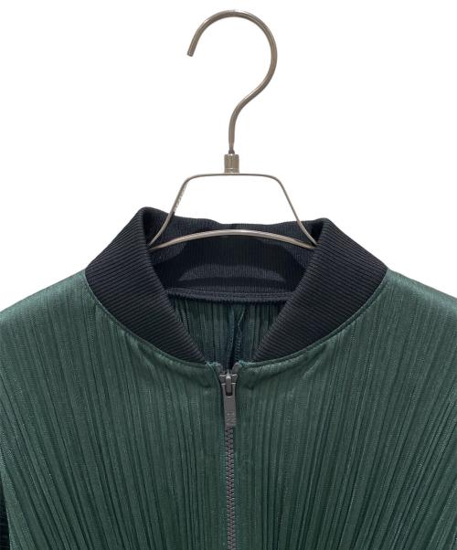 PLEATS PLEASE（プリーツプリーズ）PLEATS PLEASE (プリーツプリーズ) プリーツジップブルゾン グリーン サイズ:3 未使用品の古着・服飾アイテム
