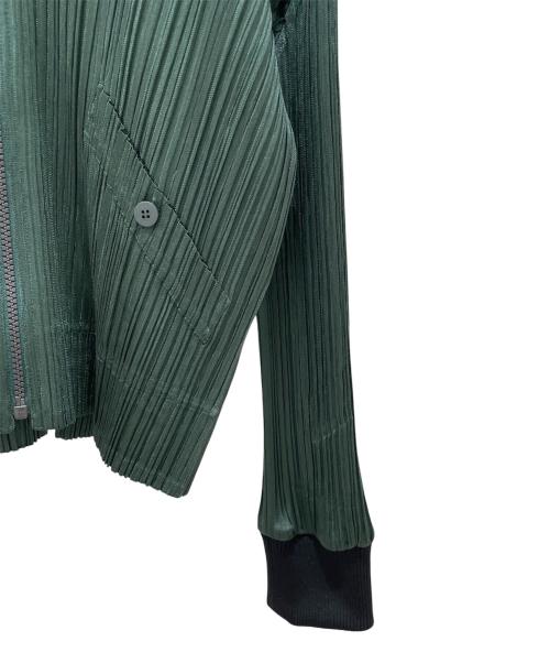 PLEATS PLEASE（プリーツプリーズ）PLEATS PLEASE (プリーツプリーズ) プリーツジップブルゾン グリーン サイズ:3 未使用品の古着・服飾アイテム