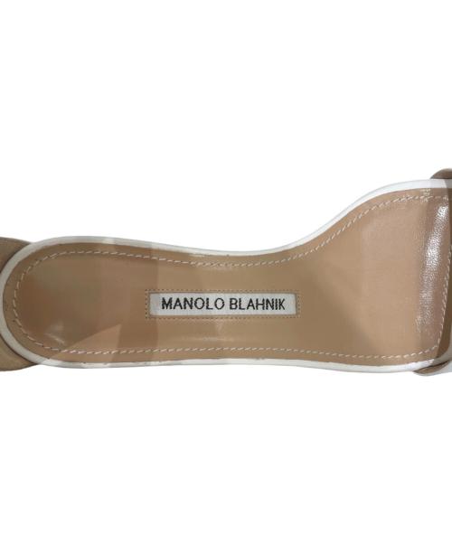Manolo Blahnik（マノロブラニク）Manolo Blahnik (マノロブラニク) アンクルストラップレザーサンダル/レザーサンダル/ストラップサンダル/ヒールサンダル ホワイト サイズ:23.5の古着・服飾アイテム