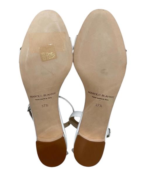 Manolo Blahnik（マノロブラニク）Manolo Blahnik (マノロブラニク) アンクルストラップレザーサンダル/レザーサンダル/ストラップサンダル/ヒールサンダル ホワイト サイズ:23.5の古着・服飾アイテム