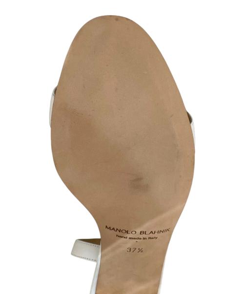 Manolo Blahnik（マノロブラニク）Manolo Blahnik (マノロブラニク) アンクルストラップレザーサンダル/レザーサンダル/ストラップサンダル/ヒールサンダル ホワイト サイズ:23.5の古着・服飾アイテム