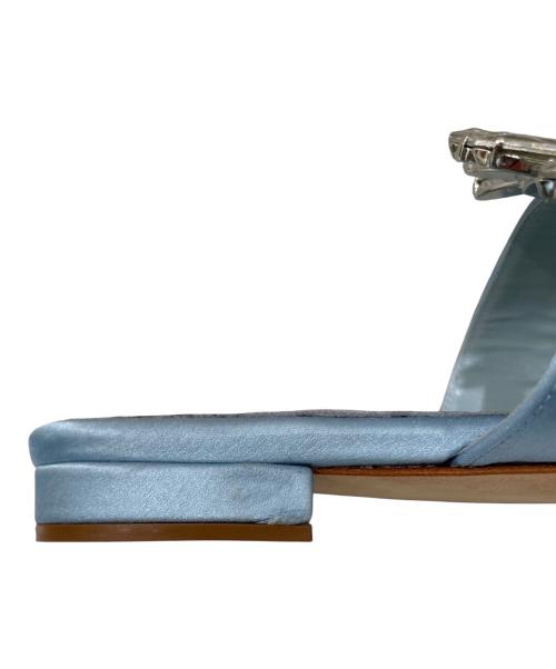 Manolo Blahnik（マノロ ブラニク）Manolo Blahnik (マノロ ブラニク) クリスタル フラットサンダル スカイブルー サイズ:24の古着・服飾アイテム