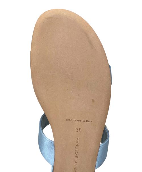 Manolo Blahnik（マノロ ブラニク）Manolo Blahnik (マノロ ブラニク) クリスタル フラットサンダル スカイブルー サイズ:24の古着・服飾アイテム