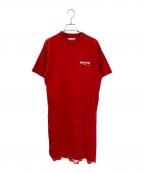 BALENCIAGAバレンシアガ）の古着「21AW レースデザイン キャンペーンロゴ半袖Tシャツ ワンピース」｜レッド