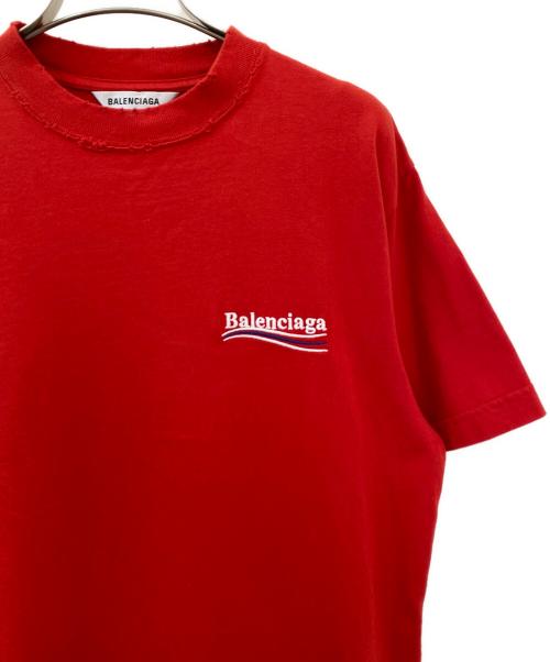 BALENCIAGA（バレンシアガ）BALENCIAGA (バレンシアガ) 21AW レースデザイン キャンペーンロゴ半袖Tシャツ ワンピース レッド サイズ:XSの古着・服飾アイテム
