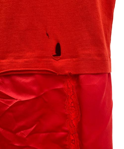 BALENCIAGA（バレンシアガ）BALENCIAGA (バレンシアガ) 21AW レースデザイン キャンペーンロゴ半袖Tシャツ ワンピース レッド サイズ:XSの古着・服飾アイテム