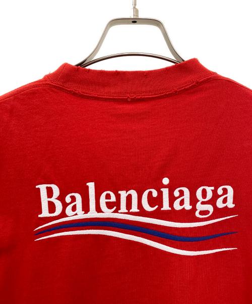 BALENCIAGA（バレンシアガ）BALENCIAGA (バレンシアガ) 21AW レースデザイン キャンペーンロゴ半袖Tシャツ ワンピース レッド サイズ:XSの古着・服飾アイテム