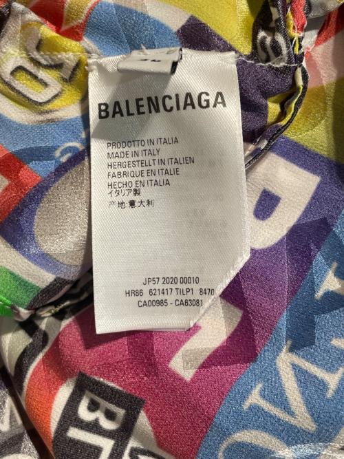 BALENCIAGA（バレンシアガ）BALENCIAGA (バレンシアガ) 20SS シルクアシンメトリーシャツワンピース マルチカラー サイズ:36の古着・服飾アイテム