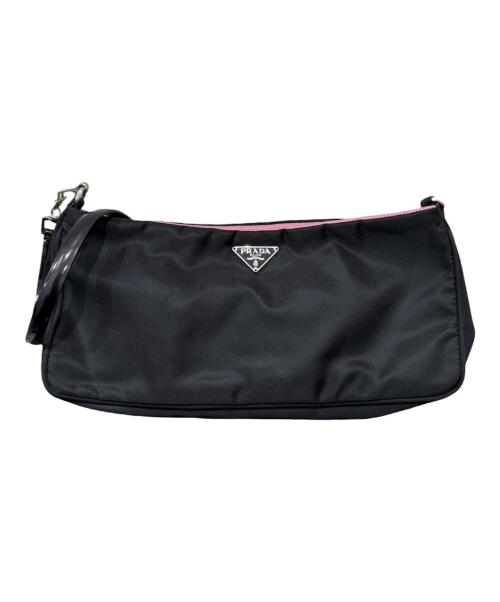 PRADA（プラダ）PRADA (プラダ) 三角ロゴ ナイロンショルダーバッグ ブラックの古着・服飾アイテム