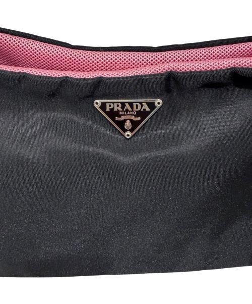 PRADA（プラダ）PRADA (プラダ) 三角ロゴ ナイロンショルダーバッグ ブラックの古着・服飾アイテム