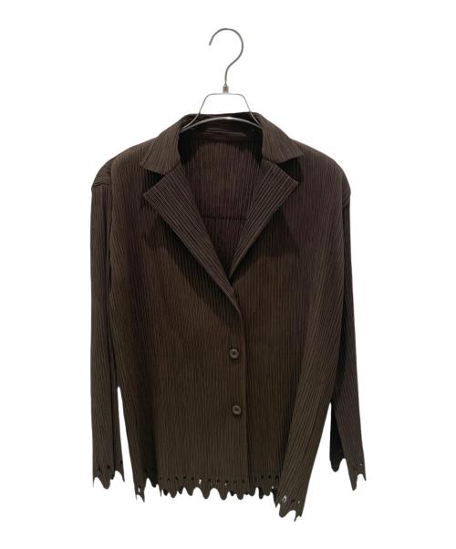 ISSEY MIYAKE（イッセイミヤケ）ISSEY MIYAKE (イッセイミヤケ) カットワークプリーツジャケット ブラウン サイズ:2の古着・服飾アイテム
