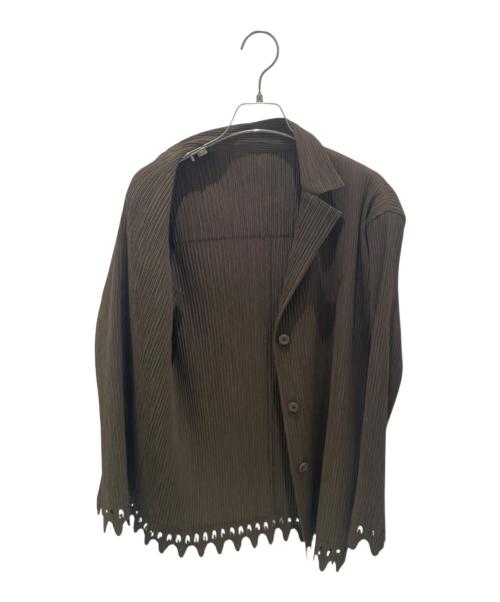 ISSEY MIYAKE（イッセイミヤケ）ISSEY MIYAKE (イッセイミヤケ) カットワークプリーツジャケット ブラウン サイズ:2の古着・服飾アイテム