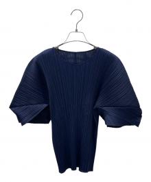 PLEATS PLEASE（プリーツプリーズ）の古着「プリーツカットソー」｜ネイビー
