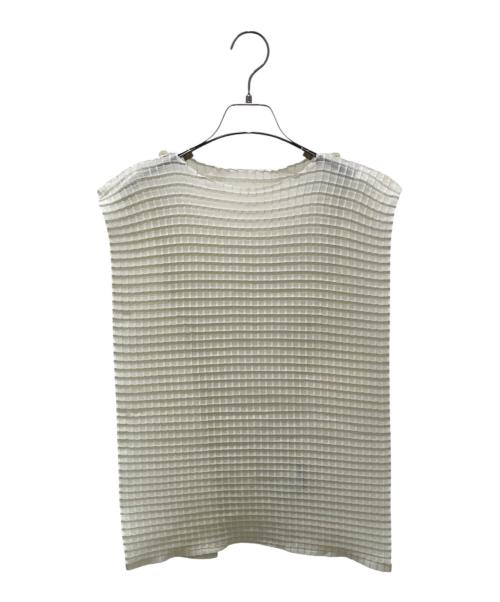 ISSEY MIYAKE（イッセイミヤケ）ISSEY MIYAKE (イッセイミヤケ) ワッフル ノースリーブ ブラウス アイボリー サイズ:2の古着・服飾アイテム