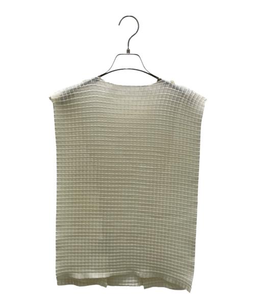 ISSEY MIYAKE（イッセイミヤケ）ISSEY MIYAKE (イッセイミヤケ) ワッフル ノースリーブ ブラウス アイボリー サイズ:2の古着・服飾アイテム